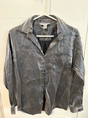 NY Jeans Metallic Silver Top
